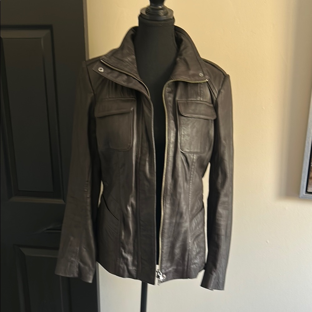 Women's Dark Brown Leather Jacket from Daniel